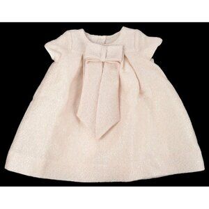 LITTLE BEAR PARTY Baby Pink Bow Front Mohair Short Sleeve Dress 9M Italy NWT